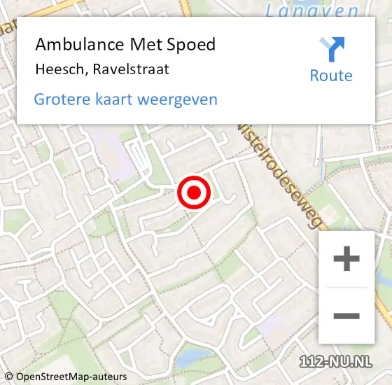 Locatie op kaart van de 112 melding: Ambulance Met Spoed Naar Heesch, Ravelstraat op 18 december 2014 08:53