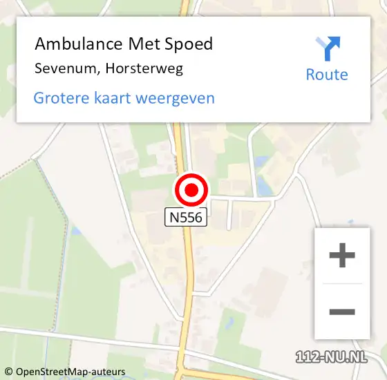 Locatie op kaart van de 112 melding: Ambulance Met Spoed Naar Sevenum, Horsterweg op 18 december 2014 09:10