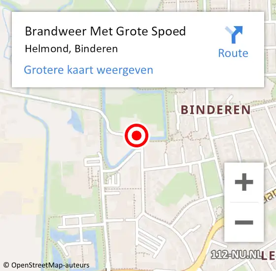 Locatie op kaart van de 112 melding: Brandweer Met Grote Spoed Naar Helmond, Binderen op 18 december 2014 09:43