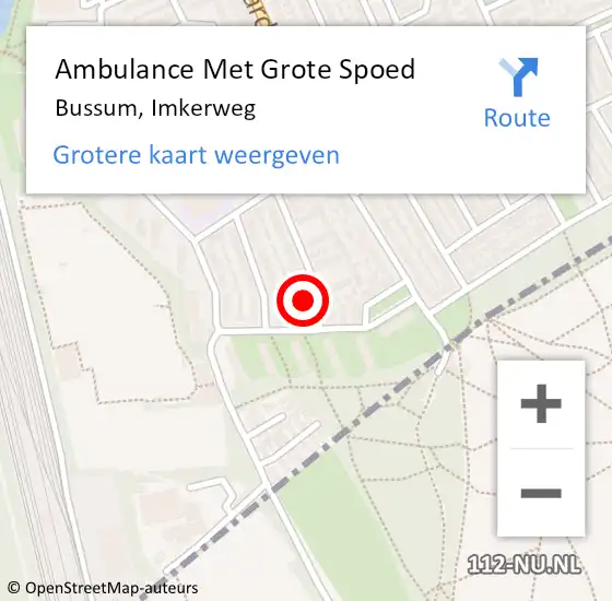 Locatie op kaart van de 112 melding: Ambulance Met Grote Spoed Naar Bussum, Imkerweg op 18 december 2014 09:46