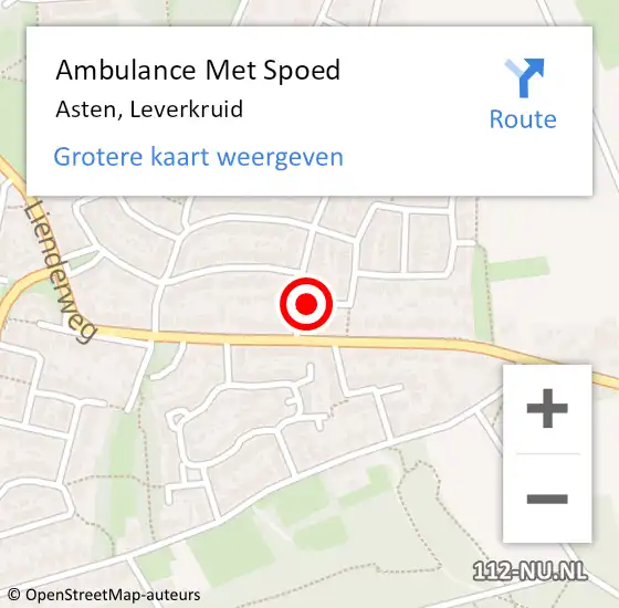 Locatie op kaart van de 112 melding: Ambulance Met Spoed Naar Asten, Leverkruid op 18 december 2014 10:01