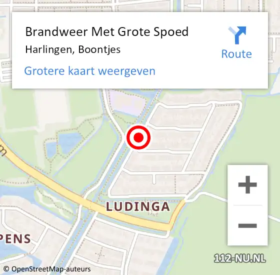 Locatie op kaart van de 112 melding: Brandweer Met Grote Spoed Naar Harlingen, Boontjes op 18 december 2014 10:07