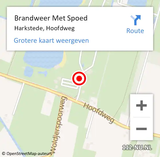 Locatie op kaart van de 112 melding: Brandweer Met Spoed Naar Harkstede, Hoofdweg op 18 december 2014 10:26