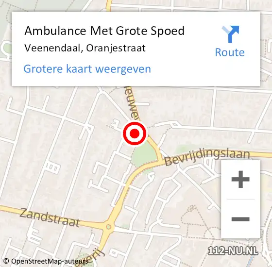 Locatie op kaart van de 112 melding: Ambulance Met Grote Spoed Naar Veenendaal, Oranjestraat op 18 december 2014 10:46