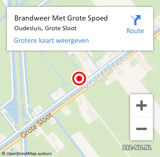 Locatie op kaart van de 112 melding: Brandweer Met Grote Spoed Naar Oudesluis, Grote Sloot op 18 december 2014 10:55