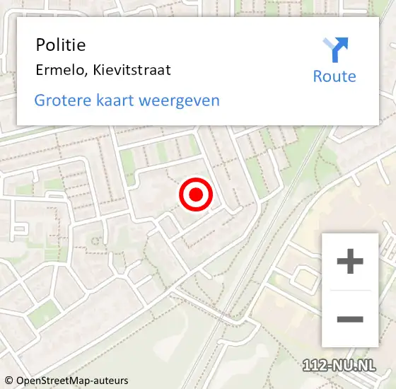 Locatie op kaart van de 112 melding: Politie Ermelo, Kievitstraat op 18 december 2014 11:03