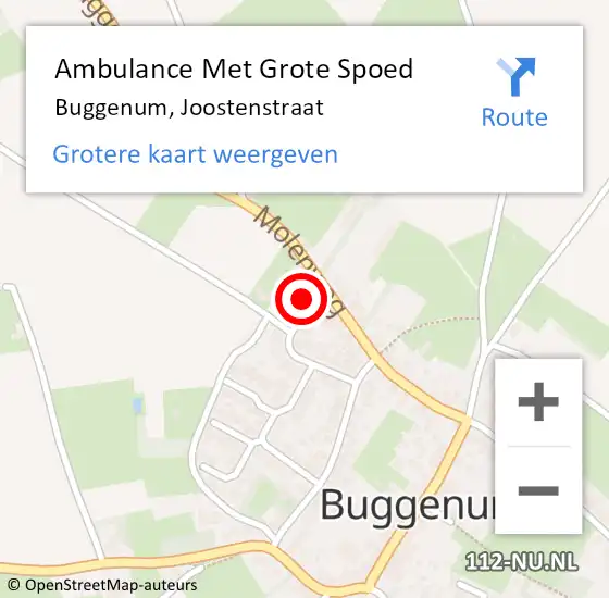 Locatie op kaart van de 112 melding: Ambulance Met Grote Spoed Naar Buggenum, Joostenstraat op 18 december 2014 11:29