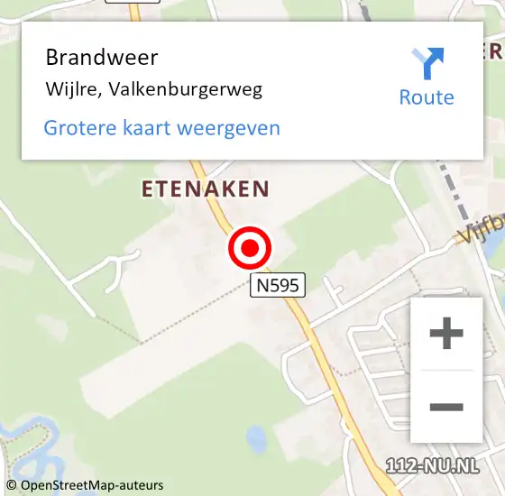 Locatie op kaart van de 112 melding: Brandweer Wijlre, Valkenburgerweg op 18 december 2014 11:37