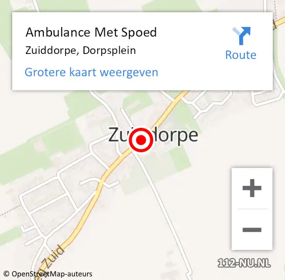 Locatie op kaart van de 112 melding: Ambulance Met Spoed Naar Zuiddorpe, Dorpsplein op 18 december 2014 12:33