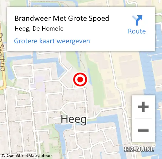 Locatie op kaart van de 112 melding: Brandweer Met Grote Spoed Naar Heeg, De Homeie op 18 december 2014 13:00