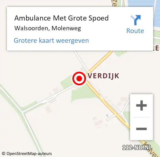 Locatie op kaart van de 112 melding: Ambulance Met Grote Spoed Naar Walsoorden, Molenweg op 18 december 2014 13:17