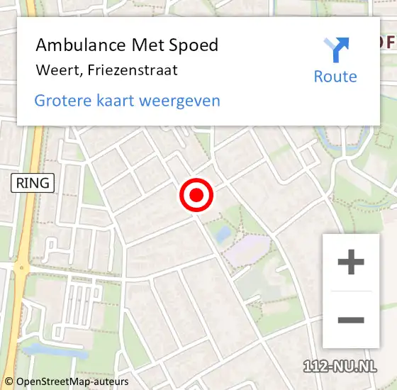 Locatie op kaart van de 112 melding: Ambulance Met Spoed Naar Weert, Friezenstraat op 18 december 2014 14:09