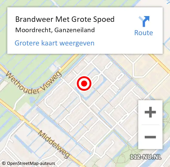 Locatie op kaart van de 112 melding: Brandweer Met Grote Spoed Naar Moordrecht, Ganzeneiland op 18 december 2014 14:23