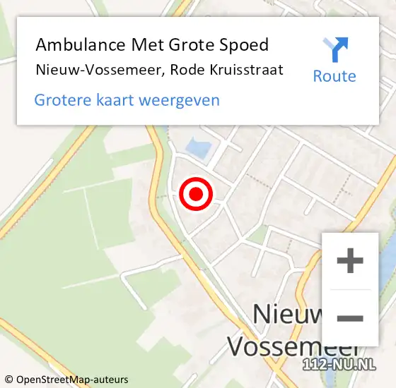 Locatie op kaart van de 112 melding: Ambulance Met Grote Spoed Naar Nieuw-Vossemeer, Rode Kruisstraat op 18 december 2014 14:24