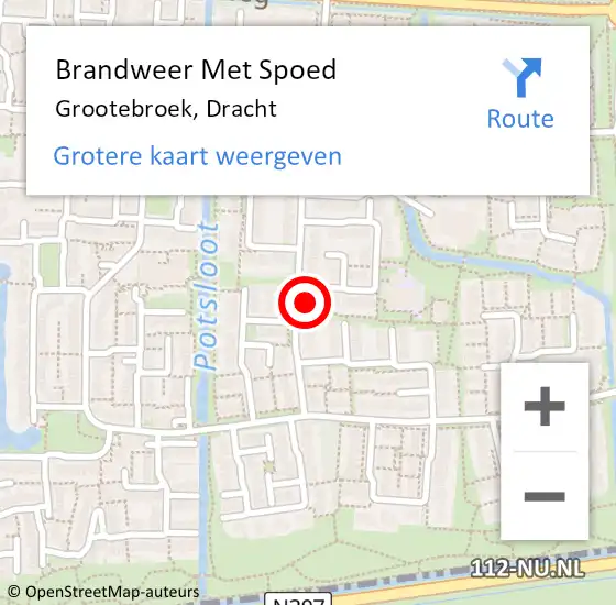 Locatie op kaart van de 112 melding: Brandweer Met Spoed Naar Grootebroek, Dracht op 10 september 2013 16:02