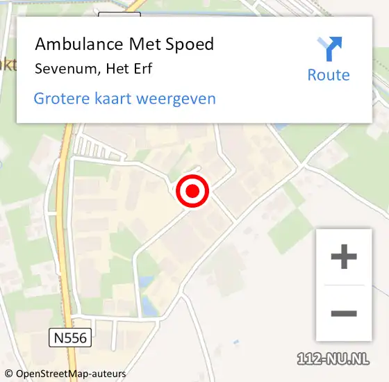 Locatie op kaart van de 112 melding: Ambulance Met Spoed Naar Sevenum, Het Erf op 18 december 2014 15:05