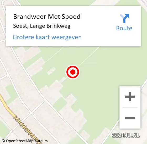 Locatie op kaart van de 112 melding: Brandweer Met Spoed Naar Soest, Lange Brinkweg op 18 december 2014 15:44