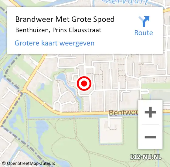 Locatie op kaart van de 112 melding: Brandweer Met Grote Spoed Naar Benthuizen, Prins Clausstraat op 18 december 2014 16:37