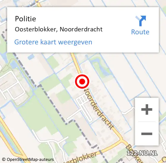 Locatie op kaart van de 112 melding: Politie Oosterblokker, Noorderdracht op 18 december 2014 16:43