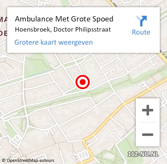 Locatie op kaart van de 112 melding: Ambulance Met Grote Spoed Naar Hoensbroek, Doctor Philipsstraat op 18 december 2014 16:50