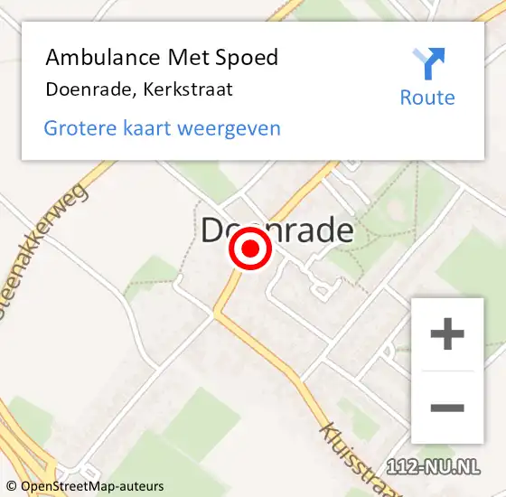 Locatie op kaart van de 112 melding: Ambulance Met Spoed Naar Doenrade, Kerkstraat op 24 oktober 2013 17:56