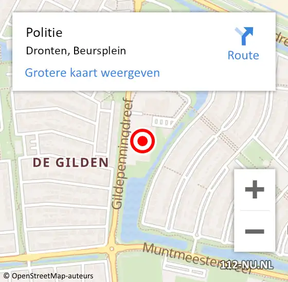 Locatie op kaart van de 112 melding: Politie Dronten, Beursplein op 18 december 2014 17:28