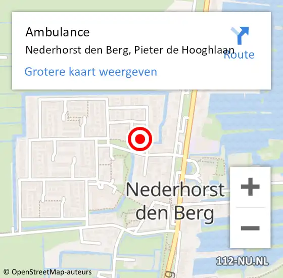 Locatie op kaart van de 112 melding: Ambulance Nederhorst den Berg, Pieter de Hooghlaan op 18 december 2014 17:40