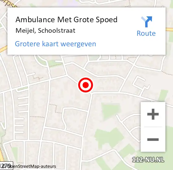 Locatie op kaart van de 112 melding: Ambulance Met Grote Spoed Naar Meijel, Schoolstraat op 18 december 2014 18:17