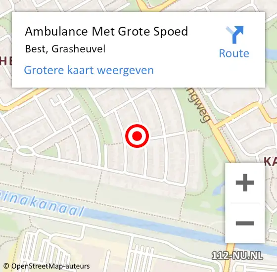 Locatie op kaart van de 112 melding: Ambulance Met Grote Spoed Naar Best, Grasheuvel op 18 december 2014 19:20