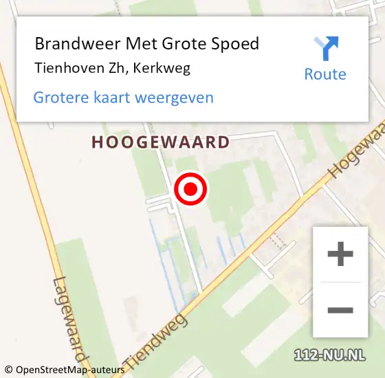 Locatie op kaart van de 112 melding: Brandweer Met Grote Spoed Naar Tienhoven Zh, Kerkweg op 18 december 2014 19:48