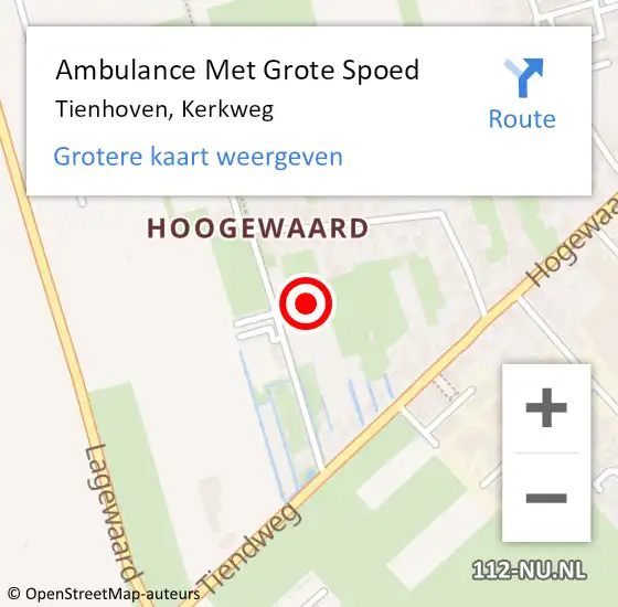 Locatie op kaart van de 112 melding: Ambulance Met Grote Spoed Naar Tienhoven, Kerkweg op 18 december 2014 20:02