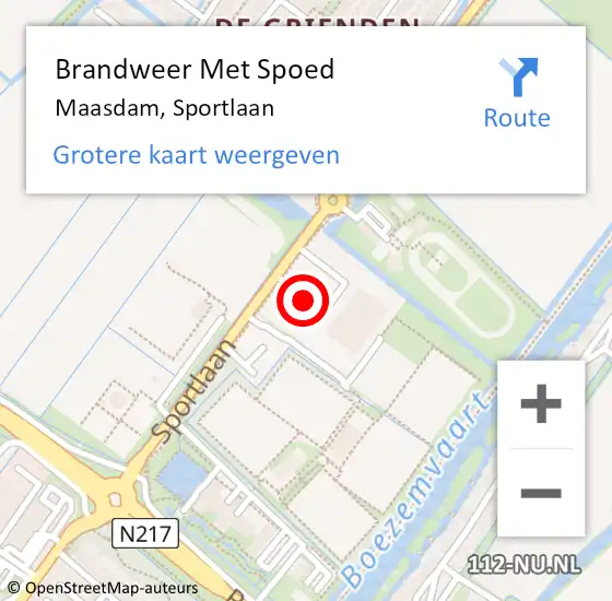 Locatie op kaart van de 112 melding: Brandweer Met Spoed Naar Maasdam, Sportlaan op 18 december 2014 20:13