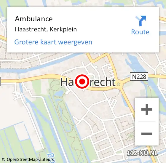 Locatie op kaart van de 112 melding: Ambulance Haastrecht, Kerkplein op 18 december 2014 20:22