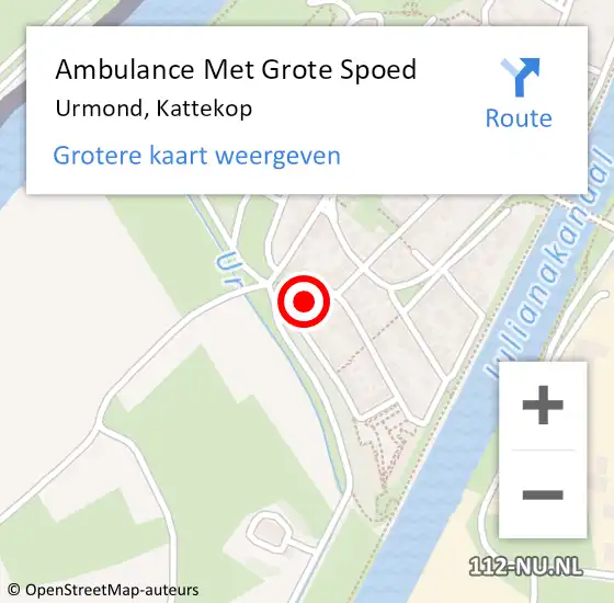 Locatie op kaart van de 112 melding: Ambulance Met Grote Spoed Naar Urmond, Kattekop op 18 december 2014 20:36