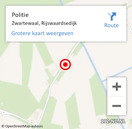 Locatie op kaart van de 112 melding: Politie Zwartewaal, Rijswaardsedijk op 18 december 2014 20:37