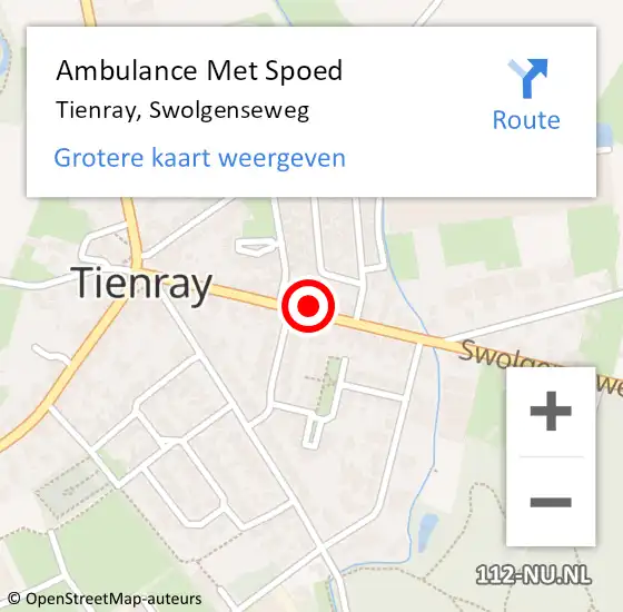 Locatie op kaart van de 112 melding: Ambulance Met Spoed Naar Tienray, Swolgenseweg op 18 december 2014 20:38