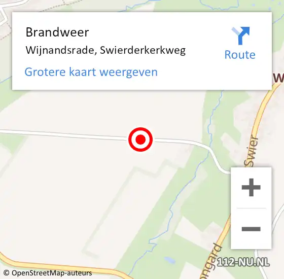 Locatie op kaart van de 112 melding: Brandweer Wijnandsrade, Swierderkerkweg op 18 december 2014 21:01