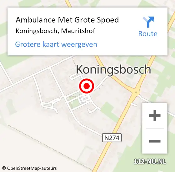 Locatie op kaart van de 112 melding: Ambulance Met Grote Spoed Naar Koningsbosch, Mauritshof op 24 oktober 2013 18:21