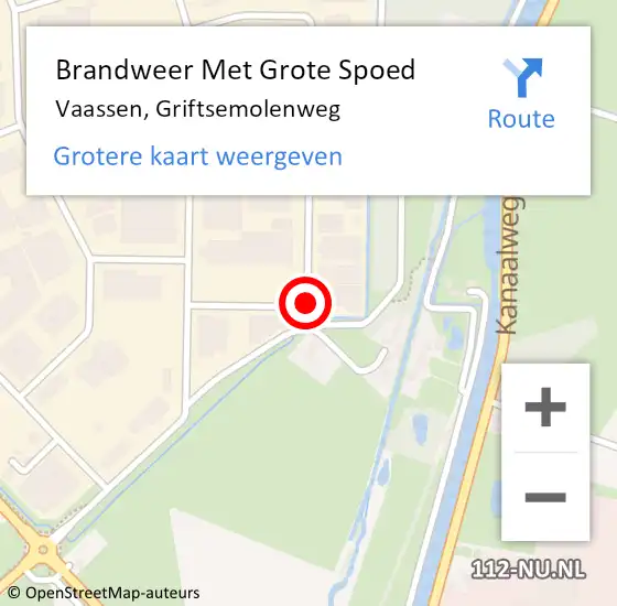 Locatie op kaart van de 112 melding: Brandweer Met Grote Spoed Naar Vaassen, Griftsemolenweg op 18 december 2014 21:09