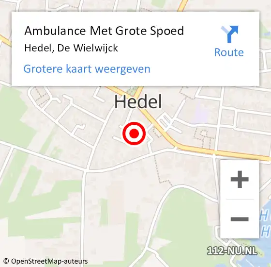Locatie op kaart van de 112 melding: Ambulance Met Grote Spoed Naar Hedel, De Wielwijck op 18 december 2014 21:29