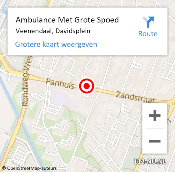 Locatie op kaart van de 112 melding: Ambulance Met Grote Spoed Naar Veenendaal, Davidsplein op 18 december 2014 21:47