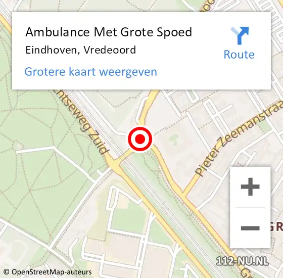 Locatie op kaart van de 112 melding: Ambulance Met Grote Spoed Naar Eindhoven, Vredeoord op 18 december 2014 21:54