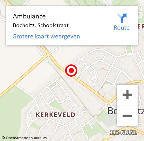 Locatie op kaart van de 112 melding: Ambulance Bocholtz, Schoolstraat op 18 december 2014 22:12