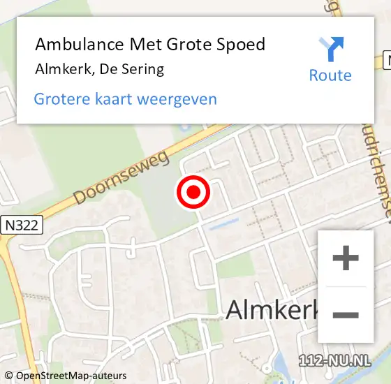 Locatie op kaart van de 112 melding: Ambulance Met Grote Spoed Naar Almkerk, De Sering op 18 december 2014 23:13