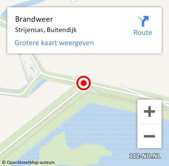 Locatie op kaart van de 112 melding: Brandweer Strijensas, Buitendijk op 24 oktober 2013 18:35