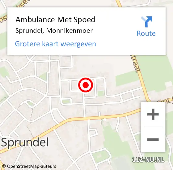 Locatie op kaart van de 112 melding: Ambulance Met Spoed Naar Sprundel, Monnikenmoer op 18 december 2014 23:47