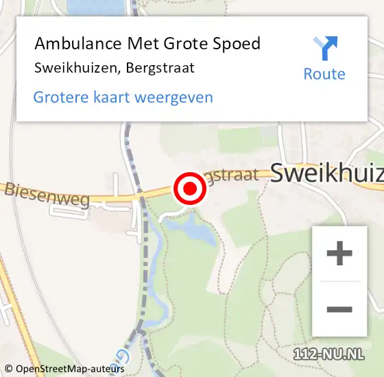 Locatie op kaart van de 112 melding: Ambulance Met Grote Spoed Naar Sweikhuizen, Bergstraat op 19 december 2014 01:12