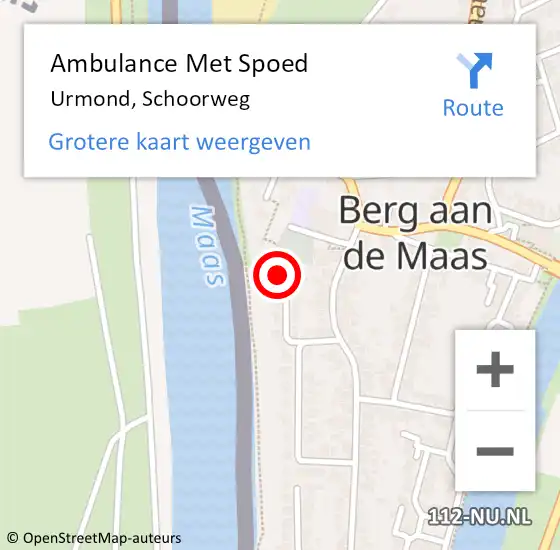 Locatie op kaart van de 112 melding: Ambulance Met Spoed Naar Urmond, Schoorweg op 19 december 2014 02:43