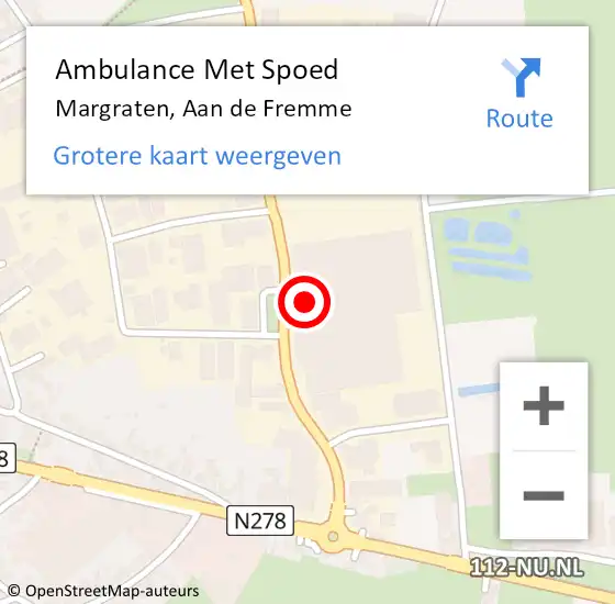 Locatie op kaart van de 112 melding: Ambulance Met Spoed Naar Margraten, Aan de Fremme op 19 december 2014 03:40