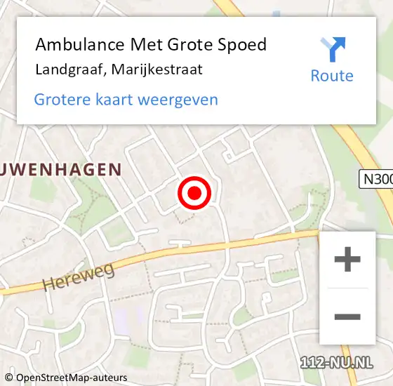 Locatie op kaart van de 112 melding: Ambulance Met Grote Spoed Naar Landgraaf, Marijkestraat op 19 december 2014 03:43